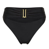 Obsidian black high waist Seraphina bikini bottom by Aventura Swimwear.