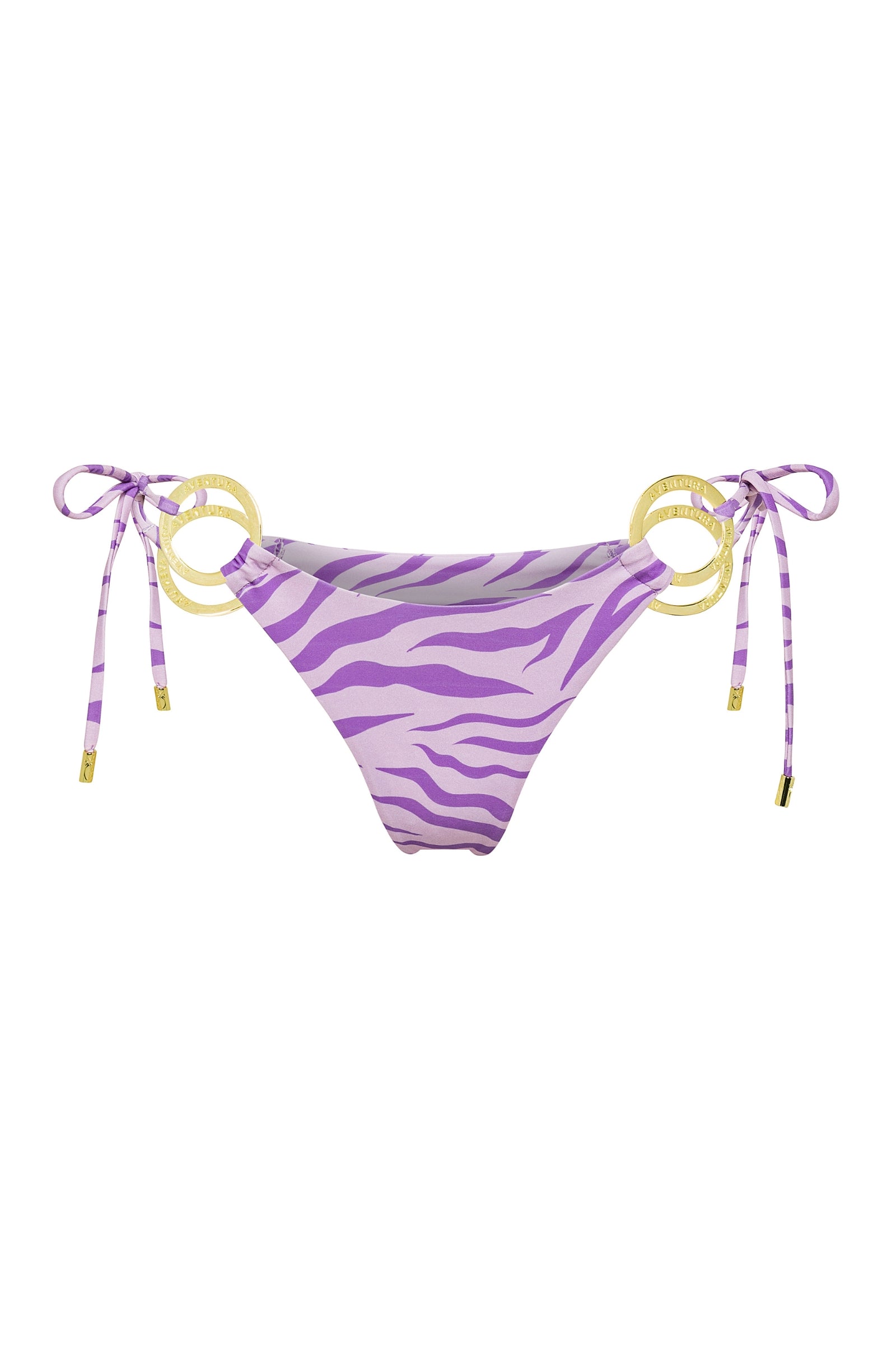 Lilac and purple Sunset Safari print adjustable Brazilian cut Nisa bikini bottom by Aventura Swimwear.