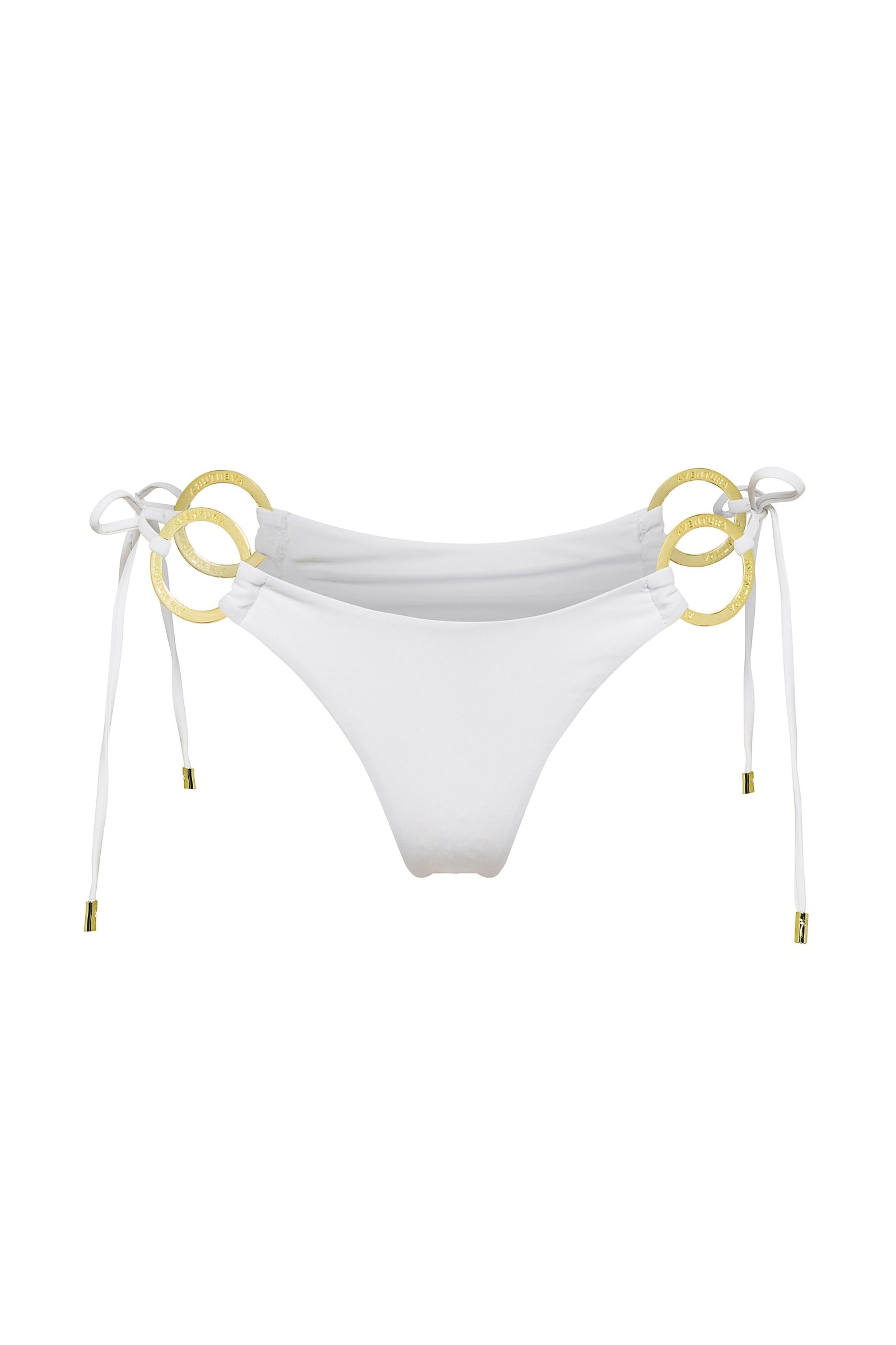 Arctic white adjustable Brazilian cut Nisa bikini bottom by Aventura Swimwear.
