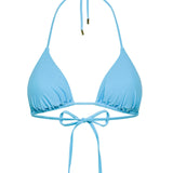 Crystal blue adjustable triangle Mila bikini top by Aventura Swimwear.