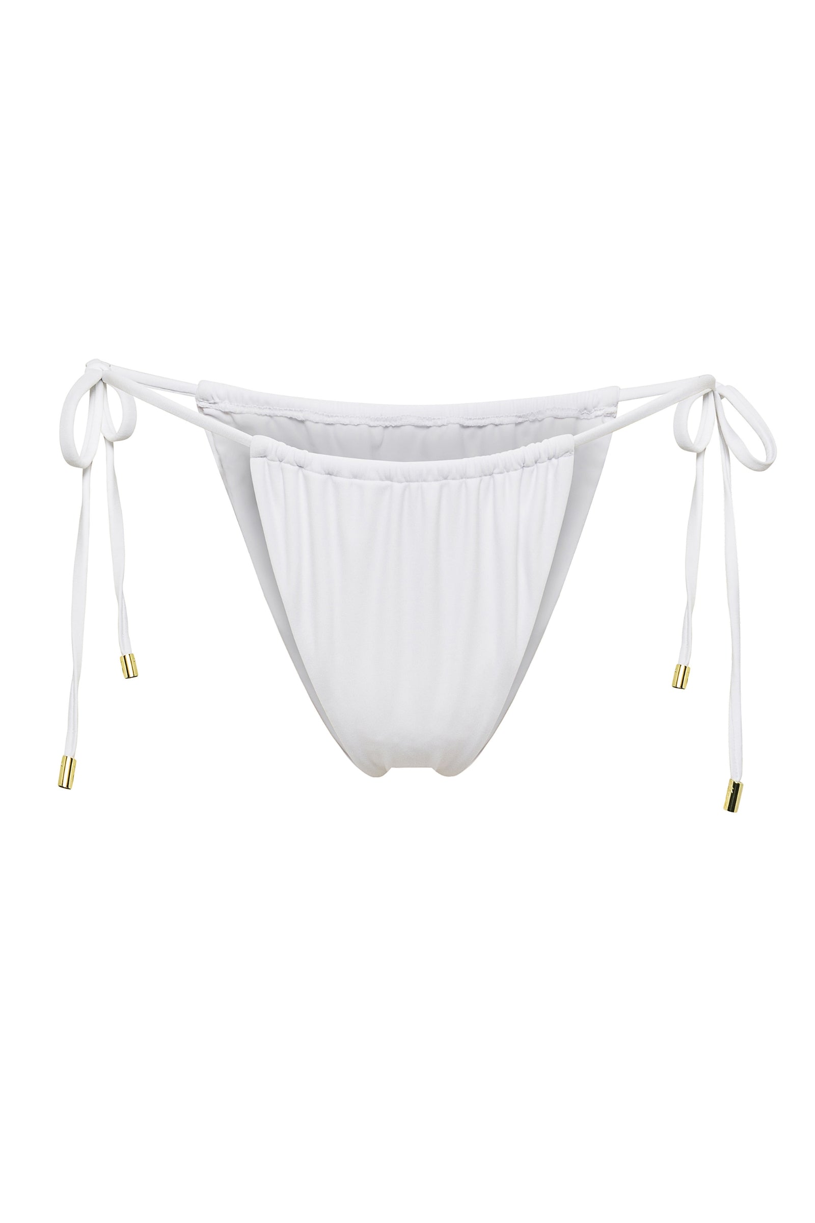 Adjustable white Mila bikini bottom by Aventura Swimwear.