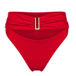 Ruby red high waist Seraphina bikini bottom by Aventura Swimwear. 