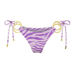 Lilac and purple Sunset Safari print adjustable Brazilian cut Nisa bikini bottom by Aventura Swimwear. 