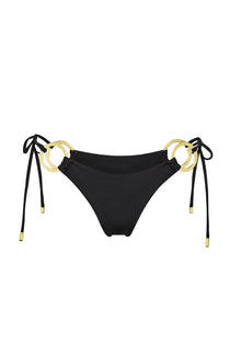 Obsidian black adjustable Brazilian cut Nisa bikini bottom by Aventura Swimwear. 