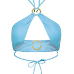 Crystal blue halter neck Nisa bikini top by Aventura Swimwear. 