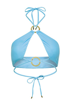 Crystal blue halter neck Nisa bikini top by Aventura Swimwear. 