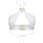 Arctic white halter neck Nisa bikini top by Aventura Swimwear. 