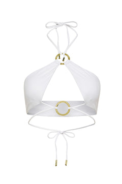 Arctic white halter neck Nisa bikini top by Aventura Swimwear. 