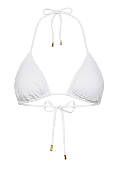 White adjustable triangle Mila bikini top by Aventura Swimwear. 