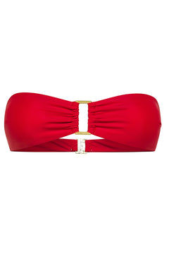 Scarlet red bandeau Lola bikini top by Aventura Swimwear. 