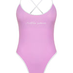 Lilac purple scoop neckline high leg one piece Paola swimsuit by Aventura Swimwear. 